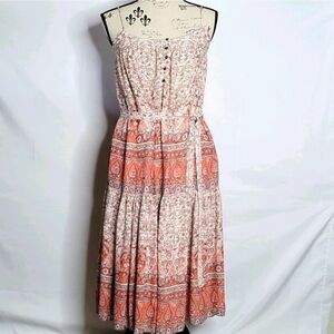 Lucky brand Coral/Cream Summer Dress  XS